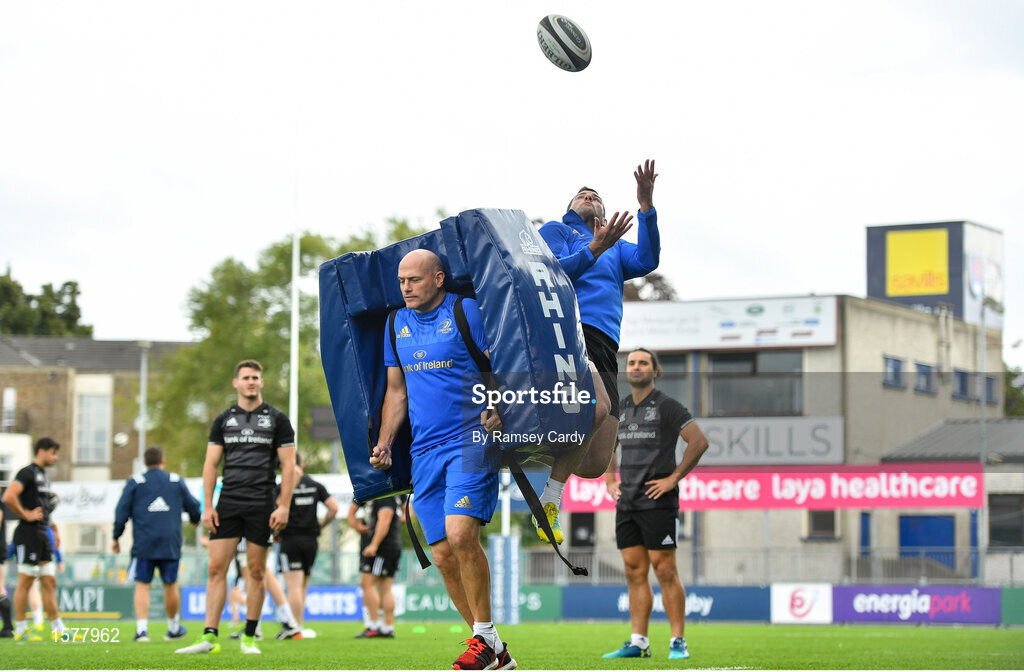 17 September 2018; Backs coach Felipe Contepomi and Fergus McFadden during Leinster Rugby squad training at Energia Park in Donnybrook, Dublin. Photo by Ramsey Cardy/Sportsfile