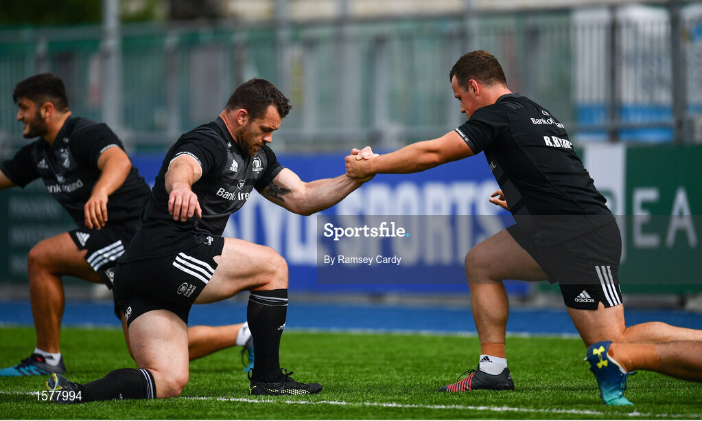 17 September 2018; Cian Healy, left, and Bryan Byrne during Leinster Rugby squad training at Energia Park in Donnybrook, Dublin. Photo by Ramsey Cardy/Sportsfile