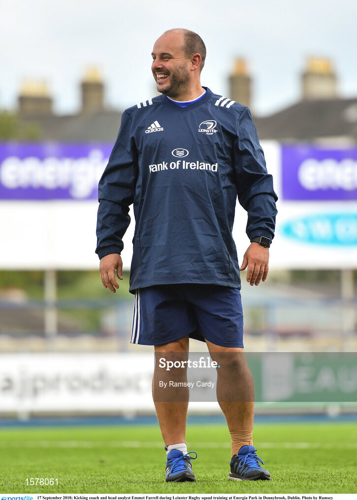 17 September 2018; Kicking coach and head analyst Emmet Farrell during Leinster Rugby squad training at Energia Park in Donnybrook, Dublin. Photo by Ramsey Cardy/Sportsfile