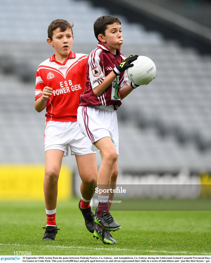 22 September 2018; Action from the game between Padraig Pearses, Co. Galway,  and Annaghdown, Co. Galway during the Littlewoods Ireland Connacht Provincial Days Go Games in Croke Park. This year over6,000 boys and girls aged between six and eleven represented their clubs in a series of mini blitzes and – just like their heroes – got to play in Croke Park. For exclusive content and behind the scenes action follow Littlewoods Ireland on Facebook, Instagram, Twitter and https://blog.littlewoodsireland.ie/ Photo by Eóin Noonan/Sportsfile