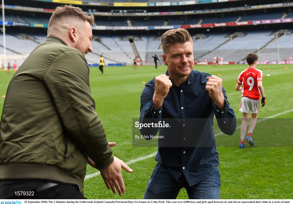 22 September 2018; The 2 Johnnies during the Littlewoods Ireland Connacht Provincial Days Go Games in Croke Park. This year over 6,000 boys and girls aged between six and eleven represented their clubs in a series of mini blitzes and – just like their heroes – got to play in Croke Park. For exclusive content and behind the scenes action follow Littlewoods Ireland on Facebook, Instagram, Twitter and https://blog.littlewoodsireland.ie/ Photo by Eóin Noonan/Sportsfile