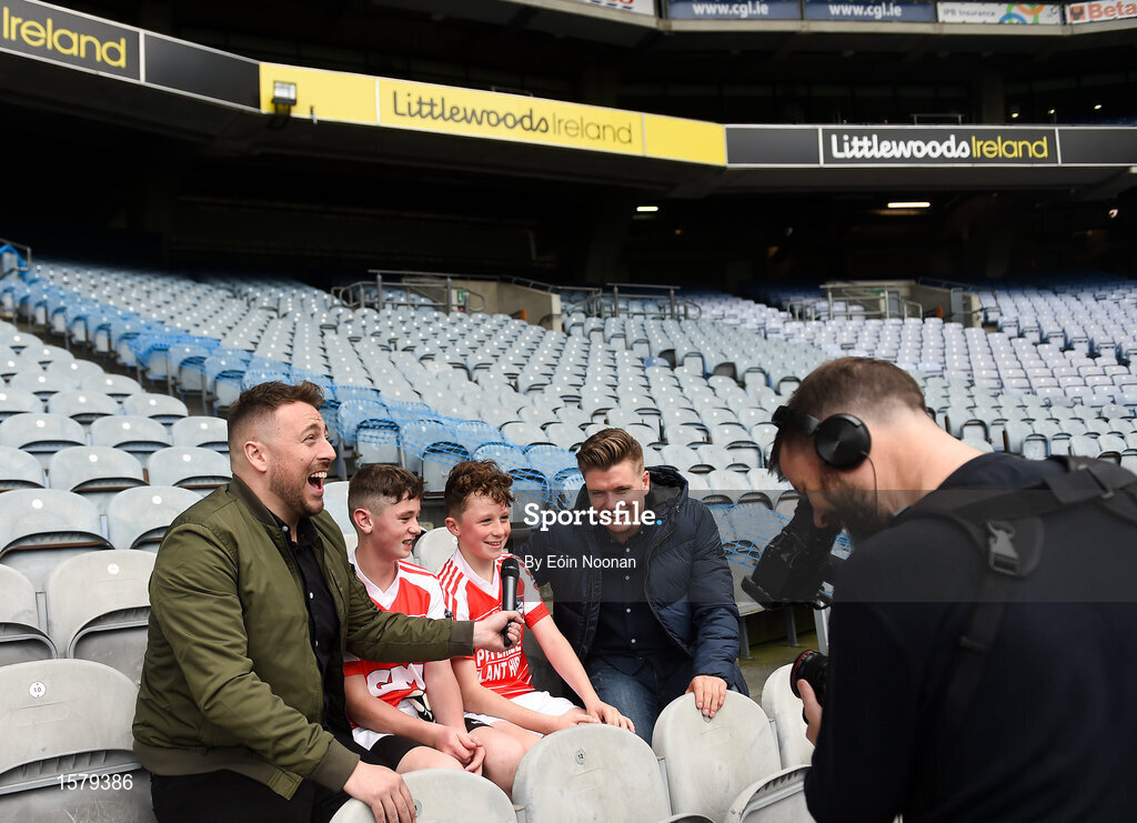 22 September 2018; The 2 Johnnies interview John Gavin, age 12, and Callum King age 12 from Clifton, Co. Galway during the Littlewoods Ireland Connacht Provincial Days Go Games in Croke Park. This year over 6,000 boys and girls aged between six and eleven represented their clubs in a series of mini blitzes and – just like their heroes – got to play in Croke Park. For exclusive content and behind the scenes action follow Littlewoods Ireland on Facebook, Instagram, Twitter and https://blog.littlewoodsireland.ie/ Photo by Eóin Noonan/Sportsfile