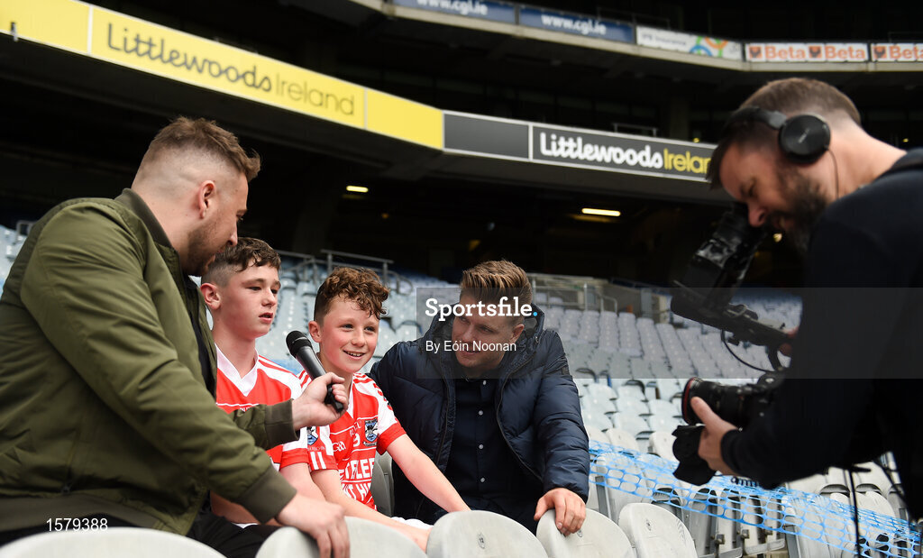 22 September 2018; The 2 Johnnies interview John Gavin, age 12, and Callum King age 12 from Clifton, Co. Galway during the Littlewoods Ireland Connacht Provincial Days Go Games in Croke Park. This year over 6,000 boys and girls aged between six and eleven represented their clubs in a series of mini blitzes and – just like their heroes – got to play in Croke Park. For exclusive content and behind the scenes action follow Littlewoods Ireland on Facebook, Instagram, Twitter and https://blog.littlewoodsireland.ie/ Photo by Eóin Noonan/Sportsfile