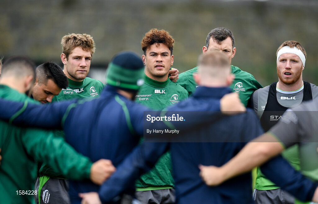 2 October 2018; Players, from left, Kyle Godwin, Dominic Robertson-McCoy and Shane Delahunt during Connacht Rugby squad training at the Sportsground in Galway. Photo by Harry Murphy/Sportsfile