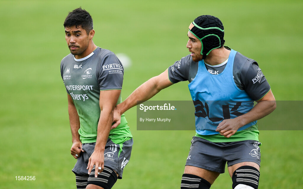 2 October 2018; Jarrad Butler, left, and Ultan Dillane during Connacht Rugby squad training at the Sportsground in Galway. Photo by Harry Murphy/Sportsfile