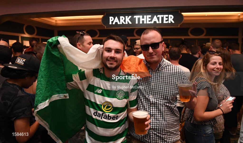 4 October 2018; Shane Morrissey, left, and Bob O'Leary, from Farranree, Cork, wait to enter the final press conference for UFC 229 at the Park Theater in Las Vegas, Nevada, United States. Photo by Stephen McCarthy/Sportsfile