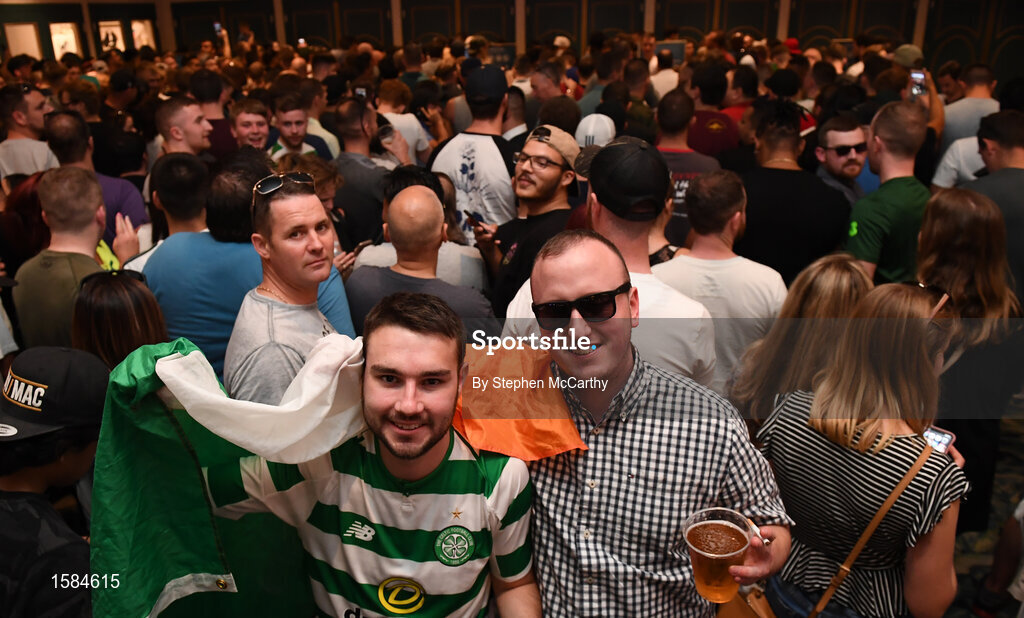 4 October 2018; Shane Morrissey, left, and Bob O'Leary, from Farranree, Cork, wait to enter the final press conference for UFC 229 at the Park Theater in Las Vegas, Nevada, United States. Photo by Stephen McCarthy/Sportsfile
