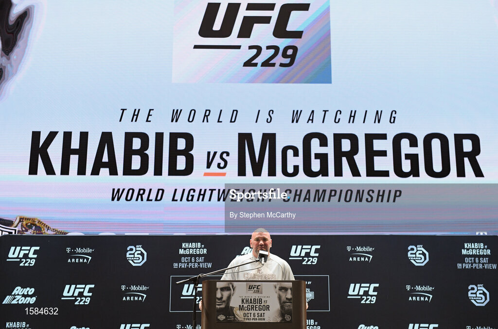 4 October 2018; President of the Ultimate Fighting Championship Dana White during a press conference for UFC 229 at the Park Theater in Las Vegas, Nevada, United States. Photo by Stephen McCarthy/Sportsfile