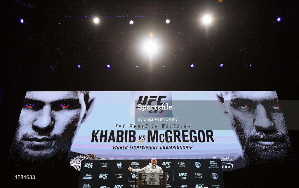 4 October 2018; President of the Ultimate Fighting Championship Dana White during a press conference for UFC 229 at the Park Theater in Las Vegas, Nevada, United States. Photo by Stephen McCarthy/Sportsfile
