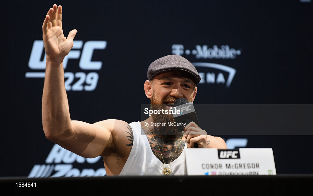 4 October 2018; Conor McGregor during a press conference for UFC 229 at the Park Theater in Las Vegas, Nevada, United States. Photo by Stephen McCarthy/Sportsfile