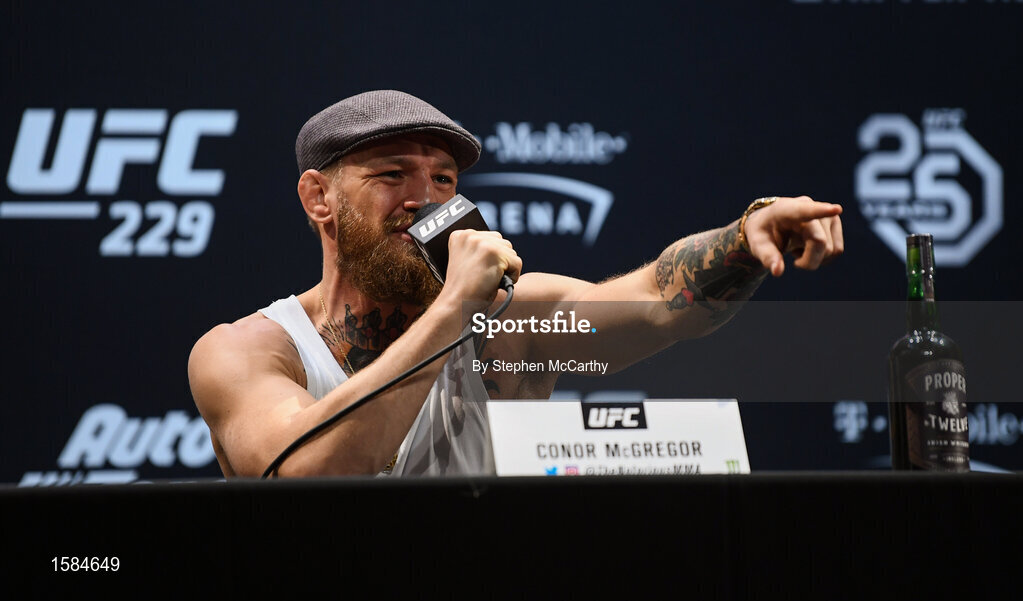 4 October 2018; Conor McGregor during a press conference for UFC 229 at the Park Theater in Las Vegas, Nevada, United States. Photo by Stephen McCarthy/Sportsfile