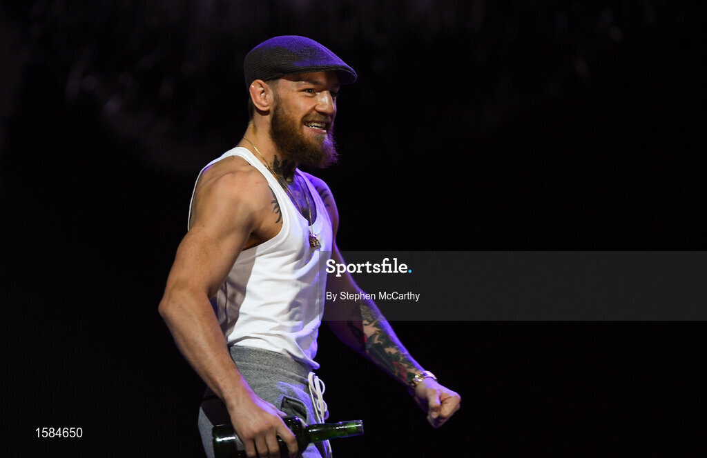 4 October 2018; Conor McGregor during a press conference for UFC 229 at the Park Theater in Las Vegas, Nevada, United States. Photo by Stephen McCarthy/Sportsfile