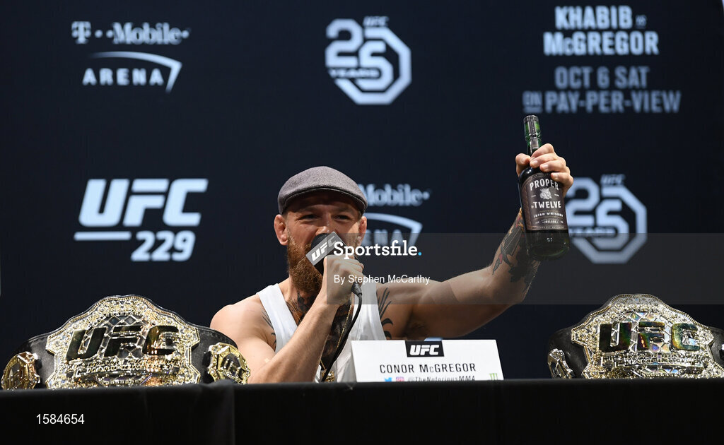 4 October 2018; Conor McGregor during a press conference for UFC 229 at the Park Theater in Las Vegas, Nevada, United States. Photo by Stephen McCarthy/Sportsfile