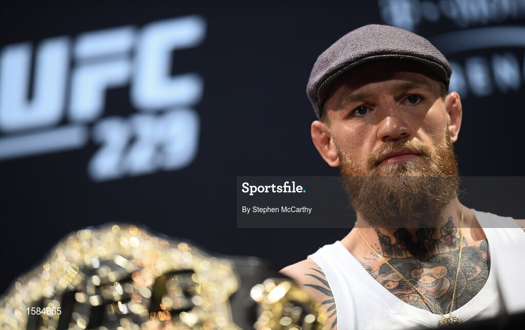 4 October 2018; Conor McGregor during a press conference for UFC 229 at the Park Theater in Las Vegas, Nevada, United States. Photo by Stephen McCarthy/Sportsfile