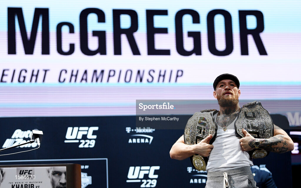 4 October 2018; Conor McGregor following a press conference for UFC 229 at the Park Theater in Las Vegas, Nevada, United States. Photo by Stephen McCarthy/Sportsfile