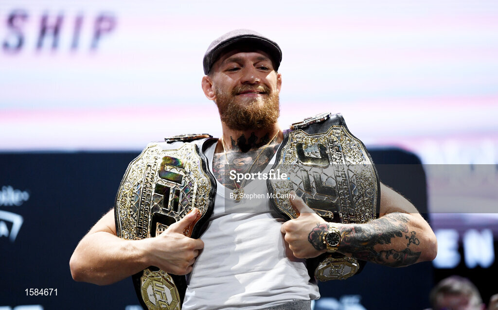 4 October 2018; Conor McGregor following a press conference for UFC 229 at the Park Theater in Las Vegas, Nevada, United States. Photo by Stephen McCarthy/Sportsfile