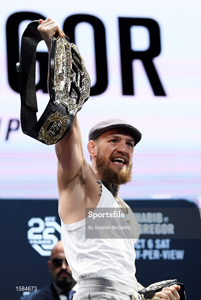 4 October 2018; Conor McGregor following a press conference for UFC 229 at the Park Theater in Las Vegas, Nevada, United States. Photo by Stephen McCarthy/Sportsfile
