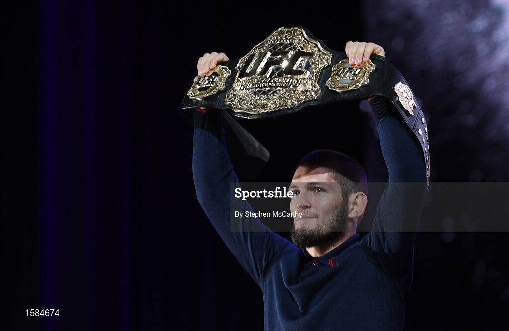 4 October 2018; Khabib Nurmagomedov following a press conference for UFC 229 at the Park Theater in Las Vegas, Nevada, United States. Photo by Stephen McCarthy/Sportsfile