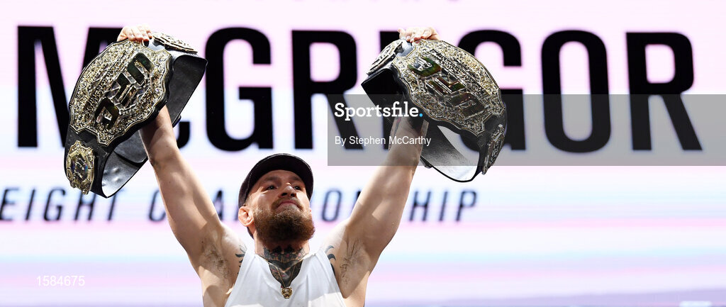 4 October 2018; Conor McGregor following a press conference for UFC 229 at the Park Theater in Las Vegas, Nevada, United States. Photo by Stephen McCarthy/Sportsfile
