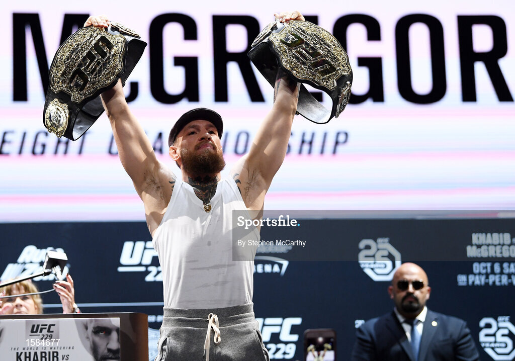 4 October 2018; Conor McGregor following a press conference for UFC 229 at the Park Theater in Las Vegas, Nevada, United States. Photo by Stephen McCarthy/Sportsfile