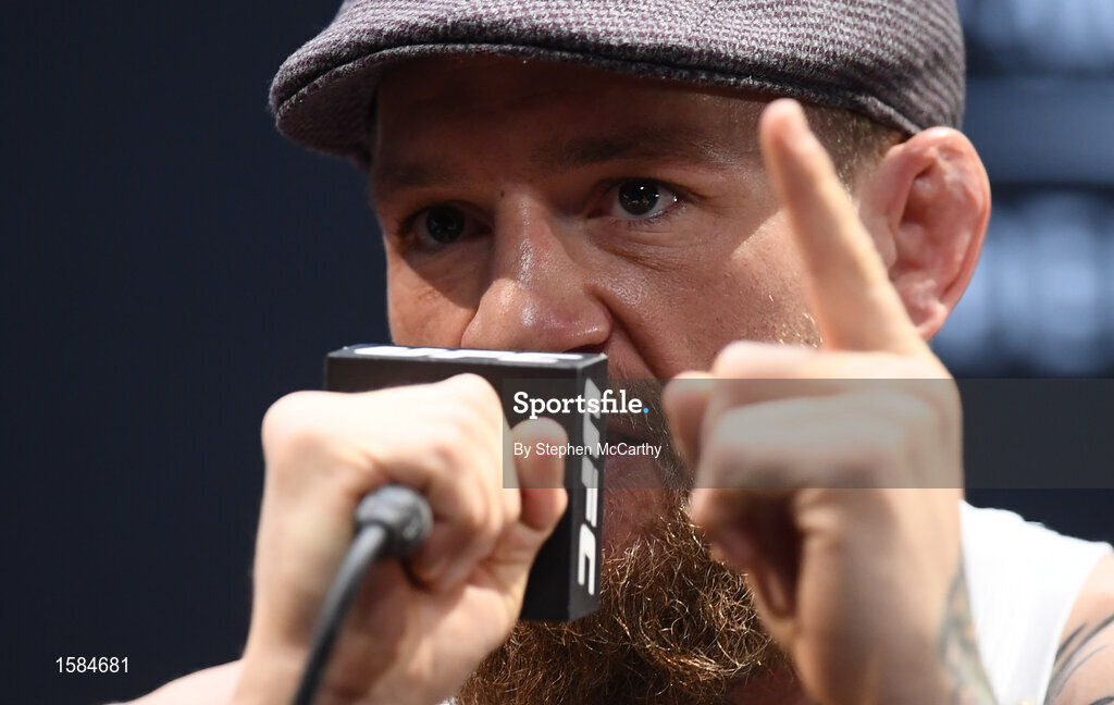 4 October 2018; Conor McGregor during a press conference for UFC 229 at the Park Theater in Las Vegas, Nevada, United States. Photo by Stephen McCarthy/Sportsfile