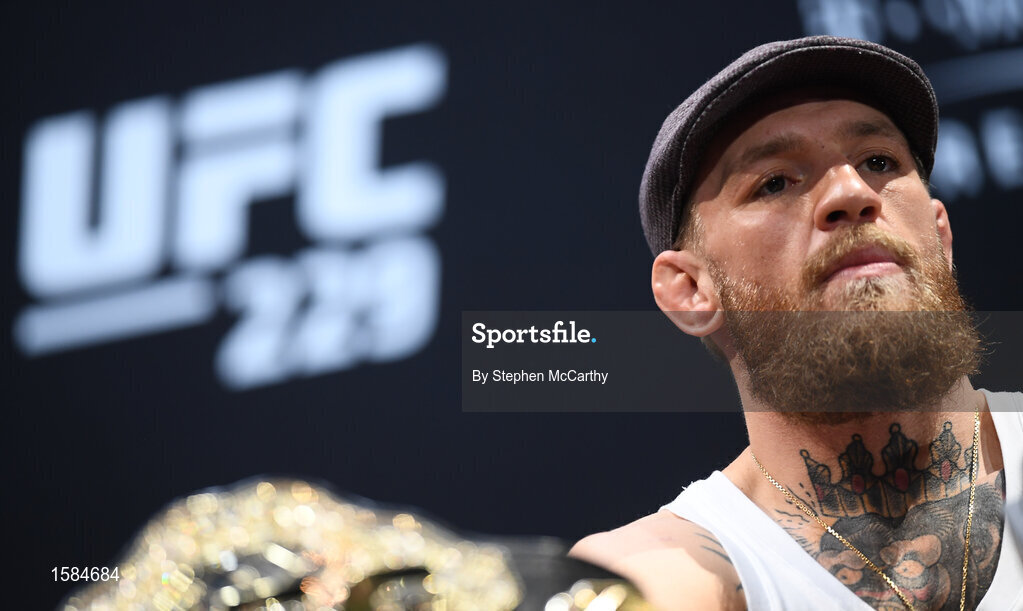 4 October 2018; Conor McGregor during a press conference for UFC 229 at the Park Theater in Las Vegas, Nevada, United States. Photo by Stephen McCarthy/Sportsfile