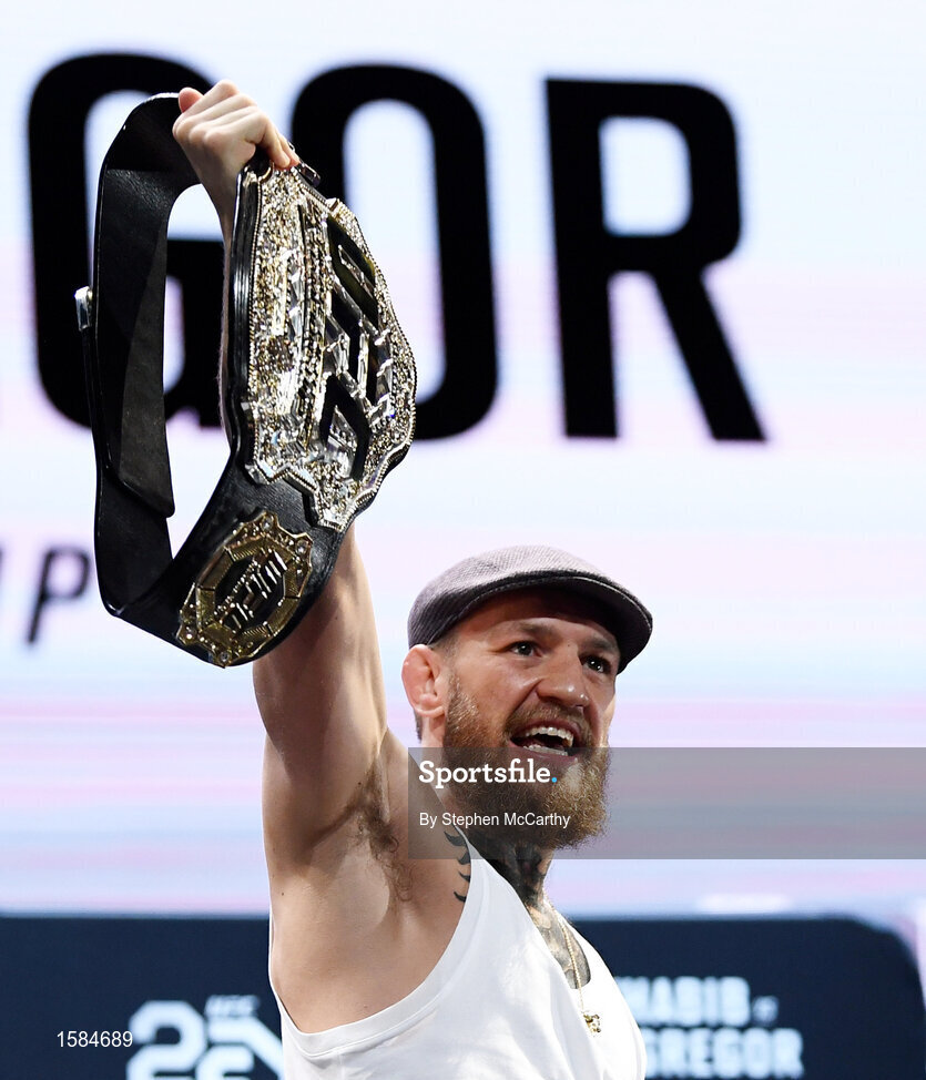 4 October 2018; Conor McGregor following a press conference for UFC 229 at the Park Theater in Las Vegas, Nevada, United States. Photo by Stephen McCarthy/Sportsfile