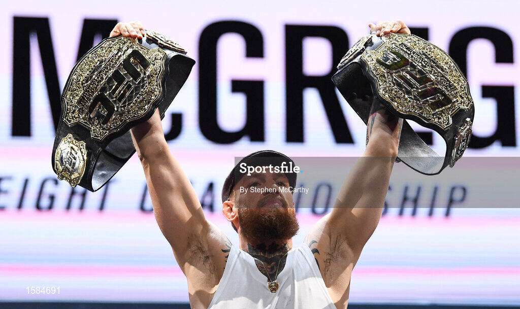 4 October 2018; Conor McGregor following a press conference for UFC 229 at the Park Theater in Las Vegas, Nevada, United States. Photo by Stephen McCarthy/Sportsfile