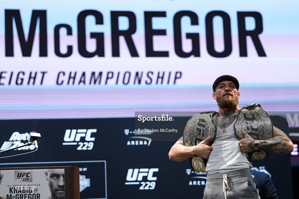4 October 2018; Conor McGregor following a press conference for UFC 229 at the Park Theater in Las Vegas, Nevada, United States. Photo by Stephen McCarthy/Sportsfile
