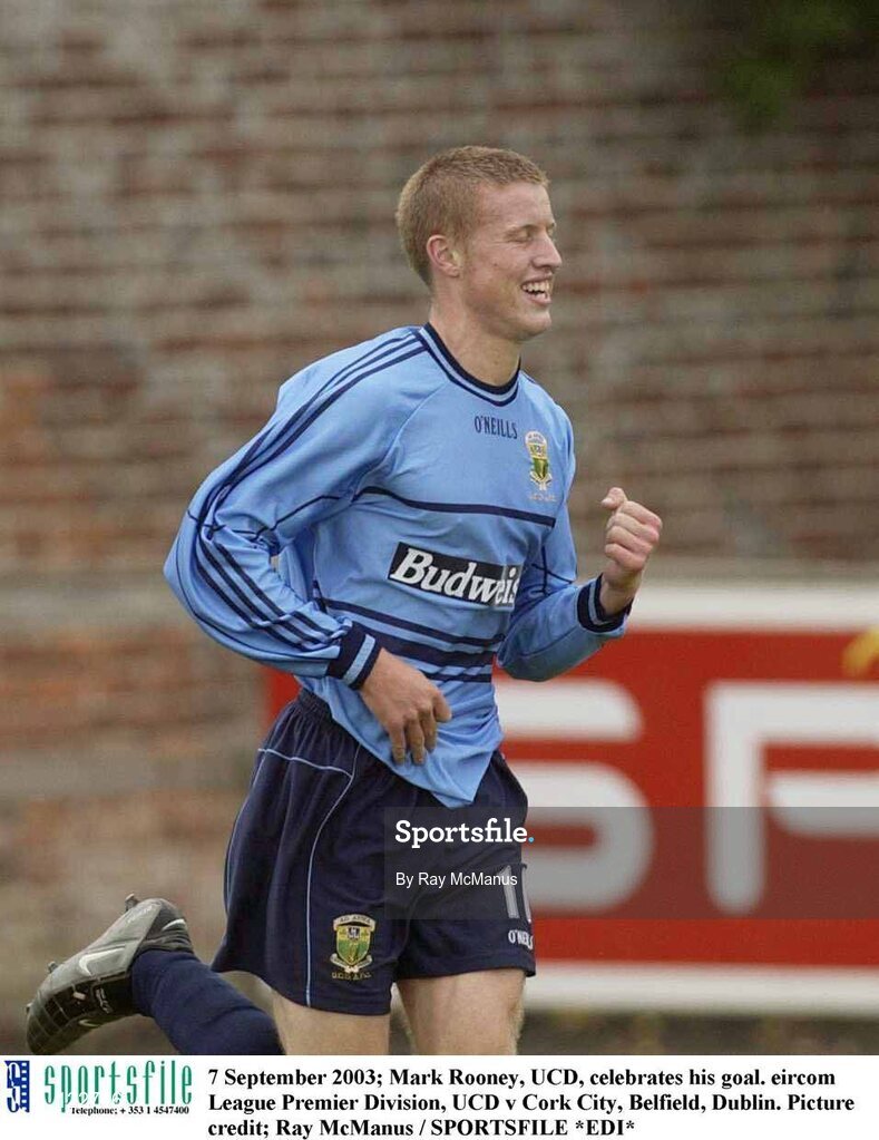 7 September 2003; Mark Rooney, UCD, celebrates his goal. eircom League Premier Division, UCD v Cork City, Belfield, Dublin. Picture credit; Ray McManus / SPORTSFILE *EDI*