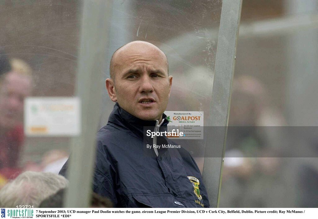 7 September 2003; UCD manager Paul Doolin watches the game. eircom League Premier Division, UCD v Cork City, Belfield, Dublin. Picture credit; Ray McManus / SPORTSFILE *EDI*
