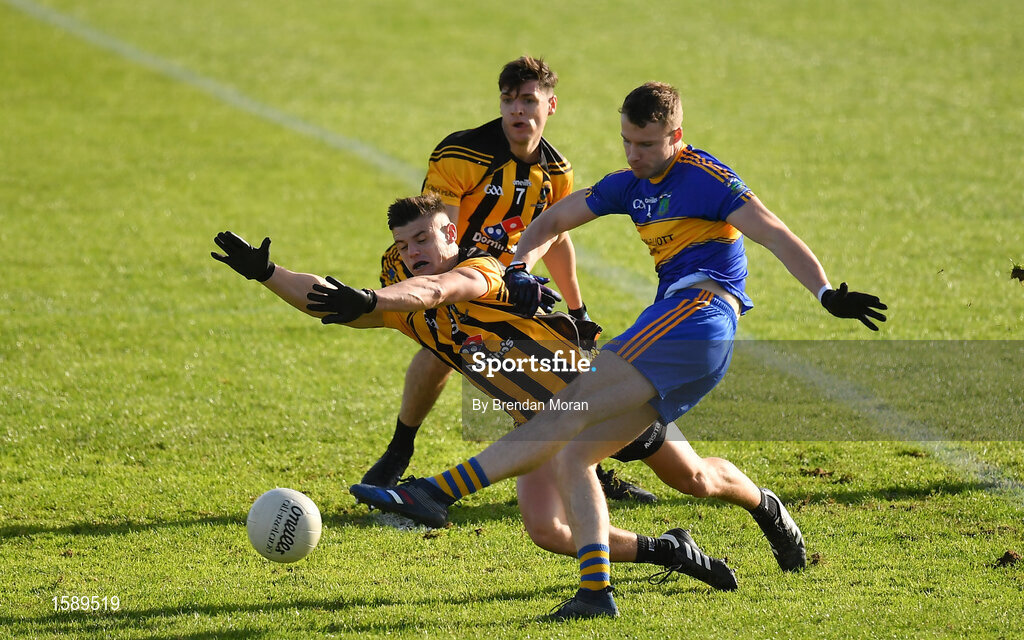 14 October 2018; Barry Dardis of Summerhill in action against Gavin McCoy of St Peter's Dunboyne during the Meath County Senior Club Football Championship Final match between St Peter's Dunboyne and Summerhill at Páirc Tailteann in Navan, Meath. Photo by Brendan Moran/Sportsfile