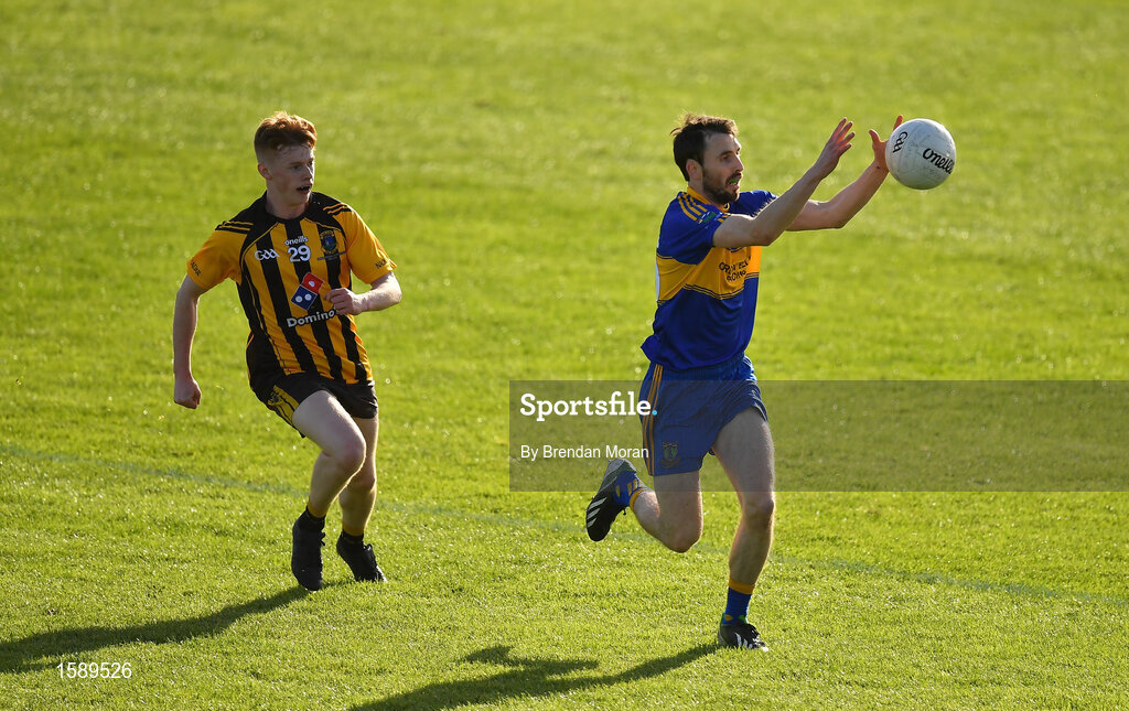 14 October 2018; Davy Dalton of Summerhill in action against Cian O'Dwyer of St Peter's Dunboyne during the Meath County Senior Club Football Championship Final match between St Peter's Dunboyne and Summerhill at Páirc Tailteann in Navan, Meath. Photo by Brendan Moran/Sportsfile