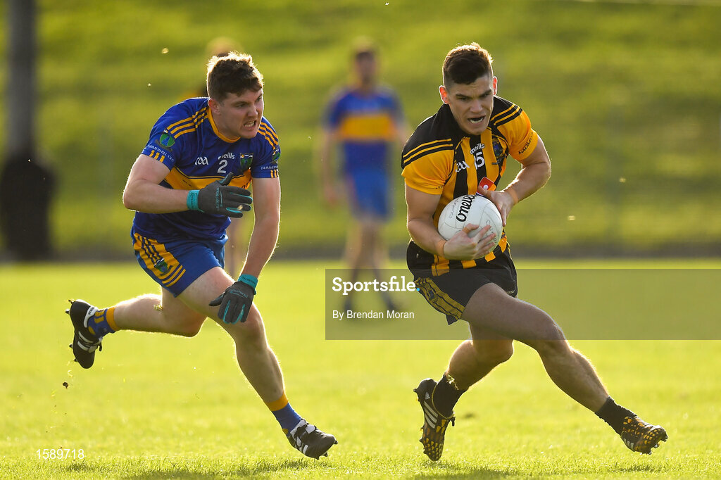 14 October 2018; Donal Lenihan of St Peter's Dunboyne in action against Iarla Hughes of Summerhill during the Meath County Senior Club Football Championship Final match between St Peter's Dunboyne and Summerhill at Páirc Tailteann in Navan, Meath. Photo by Brendan Moran/Sportsfile