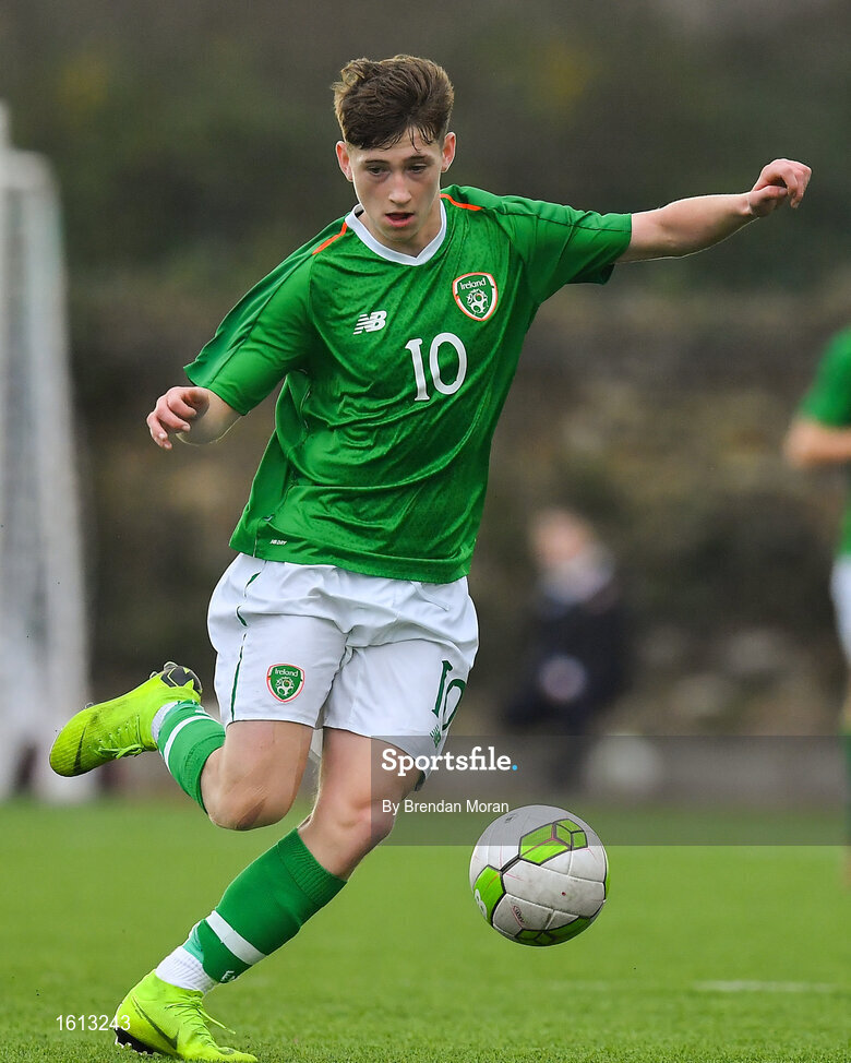 16 November 2018; Louie Barry of Republic of Ireland during the U16 Victory Shield match between Republic of Ireland and Scotland at Mounthawk Park in Tralee, Kerry. Photo by Brendan Moran/Sportsfile