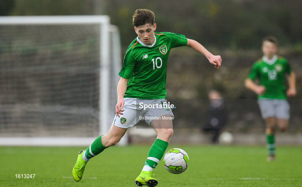 16 November 2018; Louie Barry of Republic of Ireland during the U16 Victory Shield match between Republic of Ireland and Scotland at Mounthawk Park in Tralee, Kerry. Photo by Brendan Moran/Sportsfile