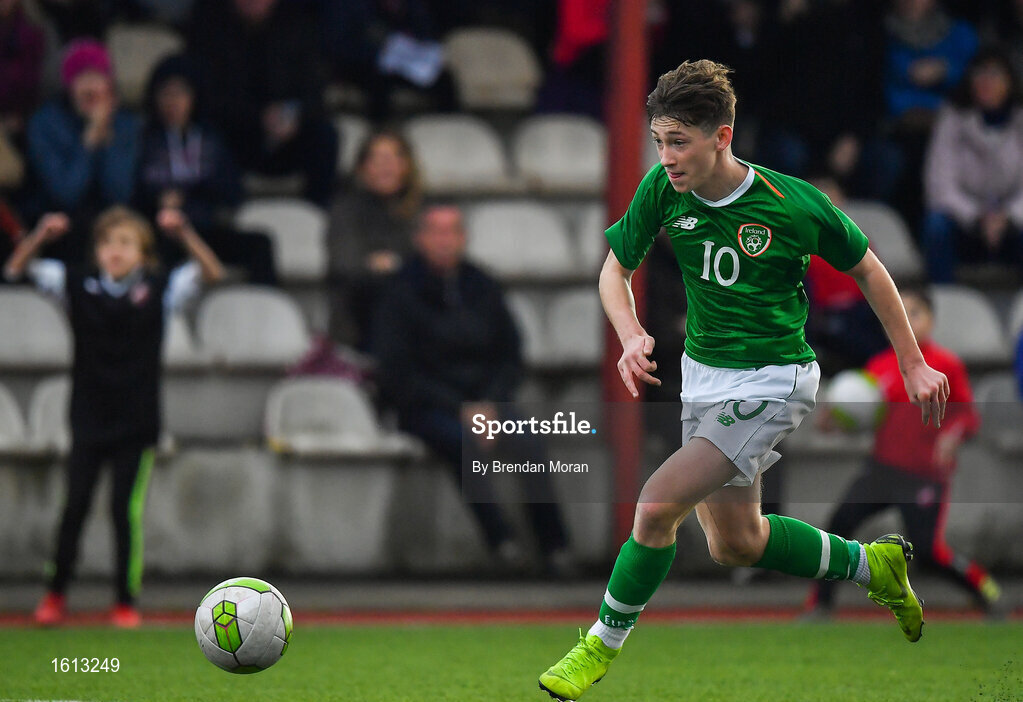 16 November 2018; Louie Barry of Republic of Ireland during the U16 Victory Shield match between Republic of Ireland and Scotland at Mounthawk Park in Tralee, Kerry. Photo by Brendan Moran/Sportsfile