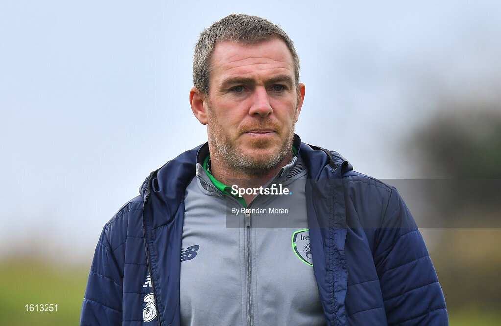 16 November 2018; Republic of Ireland assistant coach Richard Dunne prior to the U16 Victory Shield match between Republic of Ireland and Scotland at Mounthawk Park in Tralee, Kerry. Photo by Brendan Moran/Sportsfile