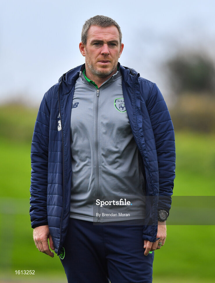 16 November 2018; Republic of Ireland assistant coach Richard Dunne prior to the U16 Victory Shield match between Republic of Ireland and Scotland at Mounthawk Park in Tralee, Kerry. Photo by Brendan Moran/Sportsfile