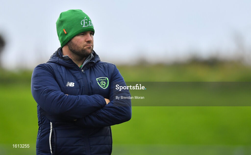 16 November 2018; Republic of Ireland assistant coach Shane Bass prior to the U16 Victory Shield match between Republic of Ireland and Scotland at Mounthawk Park in Tralee, Kerry. Photo by Brendan Moran/Sportsfile
