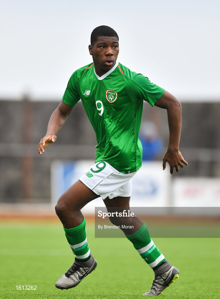 16 November 2018; Sinclair Armstrong of Republic of Ireland during the U16 Victory Shield match between Republic of Ireland and Scotland at Mounthawk Park in Tralee, Kerry. Photo by Brendan Moran/Sportsfile