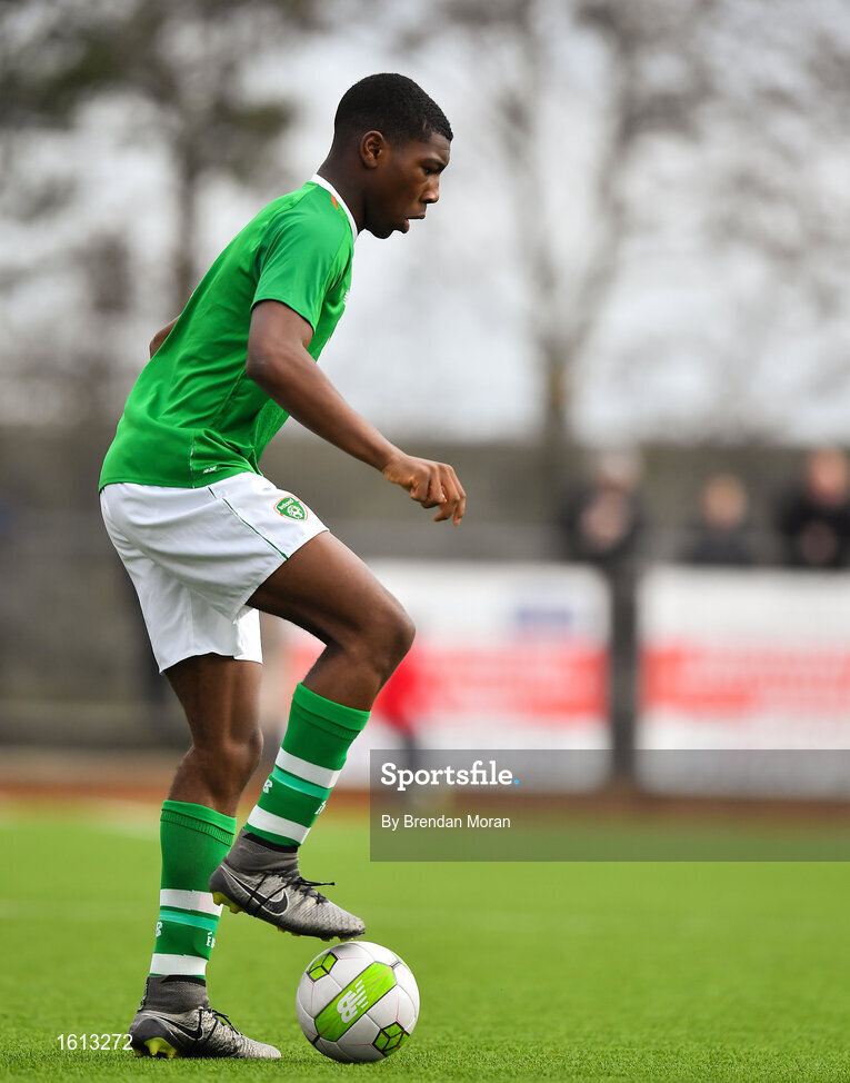 16 November 2018; Sinclair Armstrong of Republic of Ireland during the U16 Victory Shield match between Republic of Ireland and Scotland at Mounthawk Park in Tralee, Kerry. Photo by Brendan Moran/Sportsfile