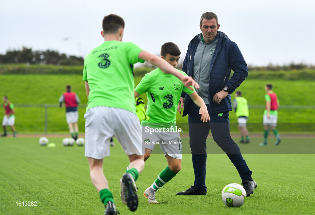 16 November 2018; Republic of Ireland assistant coach Richard Dunne prior to the U16 Victory Shield match between Republic of Ireland and Scotland at Mounthawk Park in Tralee, Kerry. Photo by Brendan Moran/Sportsfile
