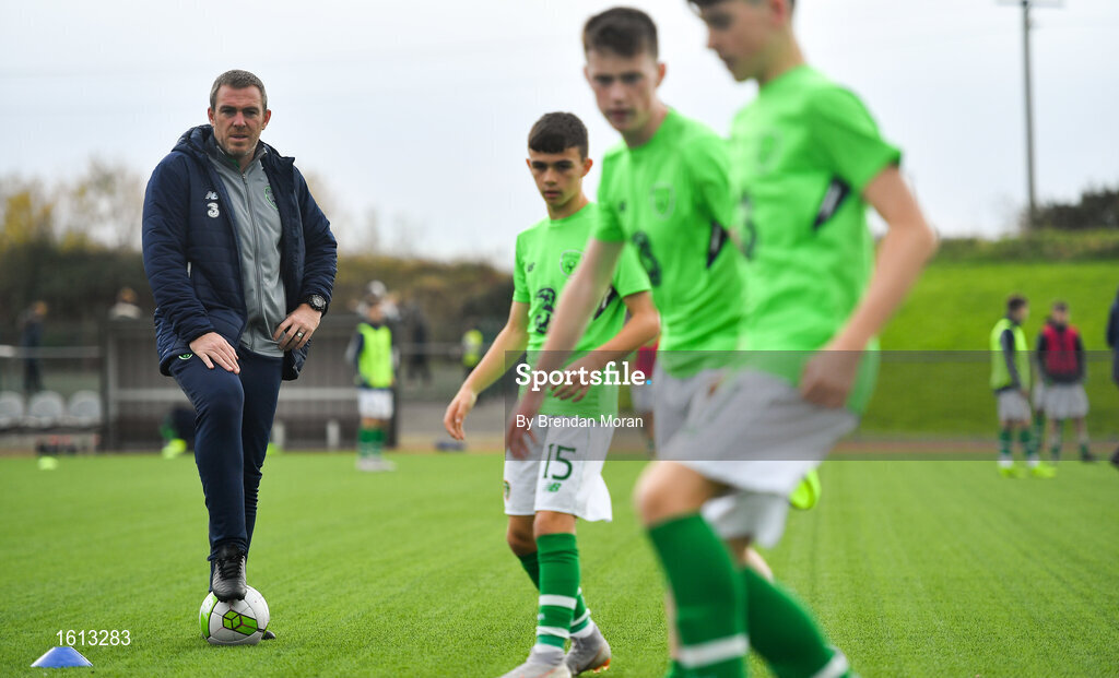 16 November 2018; Republic of Ireland assistant coach Richard Dunne prior to the U16 Victory Shield match between Republic of Ireland and Scotland at Mounthawk Park in Tralee, Kerry. Photo by Brendan Moran/Sportsfile