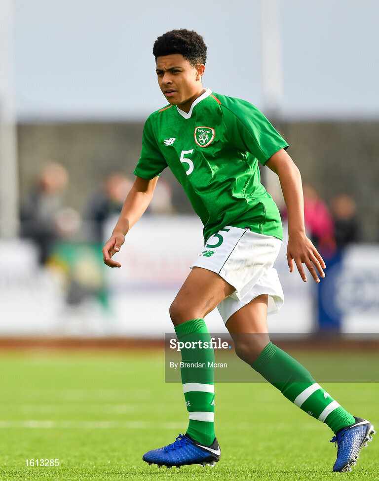 16 November 2018; CJ Egan-Reilly of Republic of Ireland during the U16 Victory Shield match between Republic of Ireland and Scotland at Mounthawk Park in Tralee, Kerry. Photo by Brendan Moran/Sportsfile