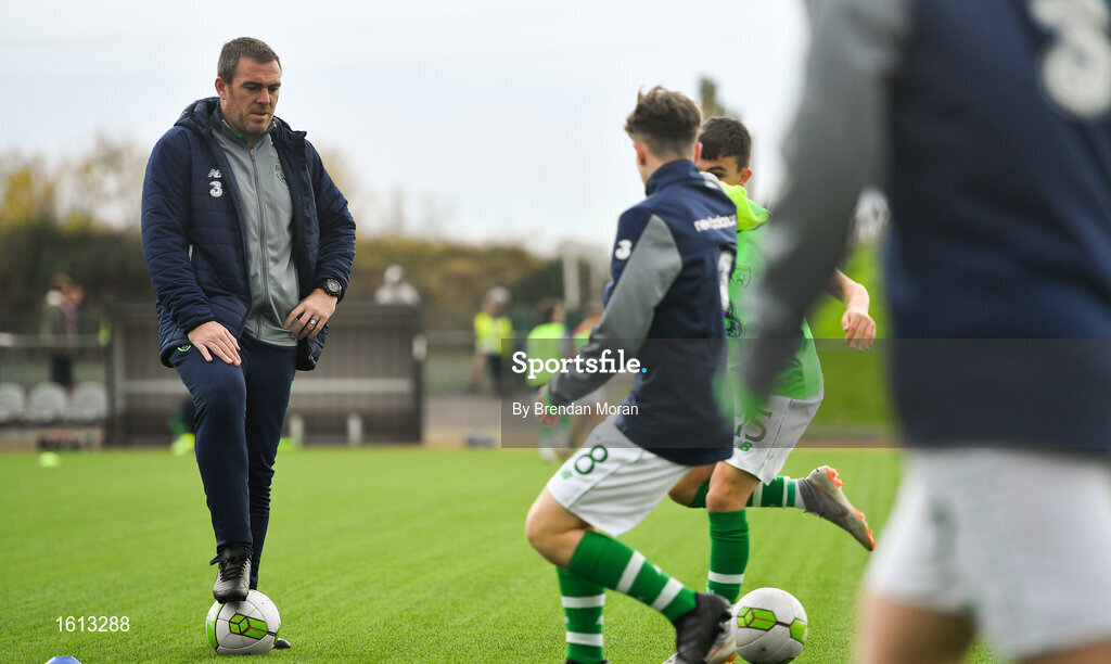 16 November 2018; Republic of Ireland assistant coach Richard Dunne prior to the U16 Victory Shield match between Republic of Ireland and Scotland at Mounthawk Park in Tralee, Kerry. Photo by Brendan Moran/Sportsfile
