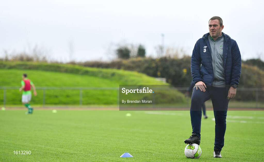 16 November 2018; Republic of Ireland assistant coach Richard Dunne prior to the U16 Victory Shield match between Republic of Ireland and Scotland at Mounthawk Park in Tralee, Kerry. Photo by Brendan Moran/Sportsfile