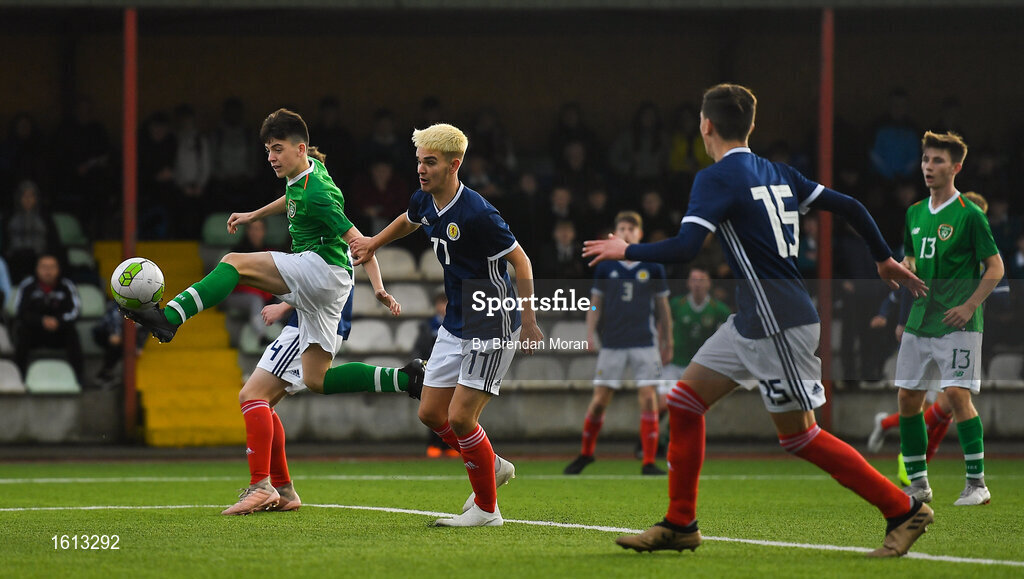 16 November 2018; Andrew Moran of Republic of Ireland has a chance on goal during the U16 Victory Shield match between Republic of Ireland and Scotland at Mounthawk Park in Tralee, Kerry. Photo by Brendan Moran/Sportsfile