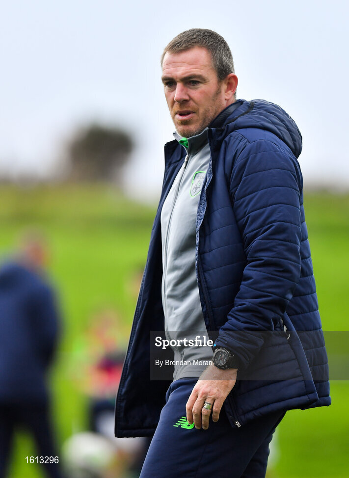 16 November 2018; Republic of Ireland assistant coach Richard Dunne prior to the U16 Victory Shield match between Republic of Ireland and Scotland at Mounthawk Park in Tralee, Kerry. Photo by Brendan Moran/Sportsfile