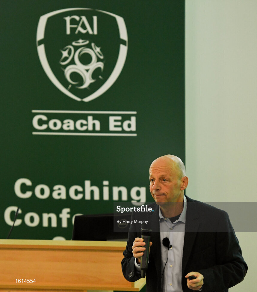 24 November 2018; Dany Ryser, member of the UEFA Jira Panel and UEFA Instructor, speaks during the 2018 FAI Coach Education Conference at IT Carlow, in Carlow. Photo by Harry Murphy/Sportsfile